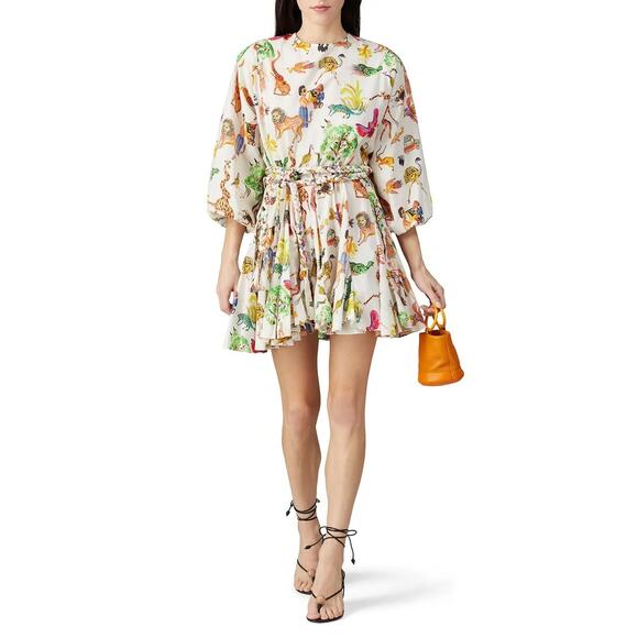 Rhode Ella Jungle Print Boho Long Sleeve A-Line Mini Dress Size XS - Picture 1 of 15